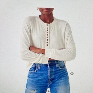 FAHERTY women’s cloud cotton henley shirt size large